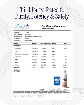Rho Nutrition Liposomal Curcumin + Resveratrol (1 Pack) – Ultra High Absorption Liquid Curcumin Supplement – Promotes Joint Comfort, Mobility, Cellular Health and Overall Well-Being